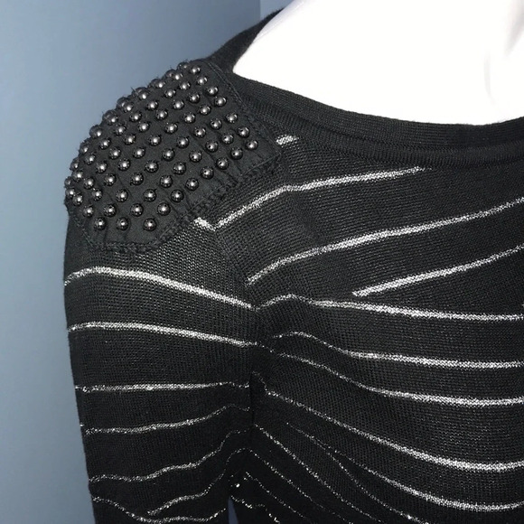 Armani Exchange Black Metallic Striped Sweater med - Picture 2 of 7